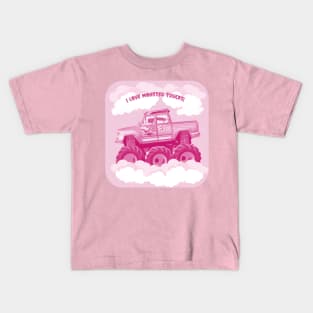 Pink Version I  Love Monster Trucks Image Kids T-Shirt